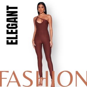 pretty little thing brown jumpsuit